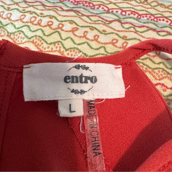 Entro Burnt Orange/Redish Sleeveless Cut Out Tank Top Scalloped edges Size L - Picture 11 of 11